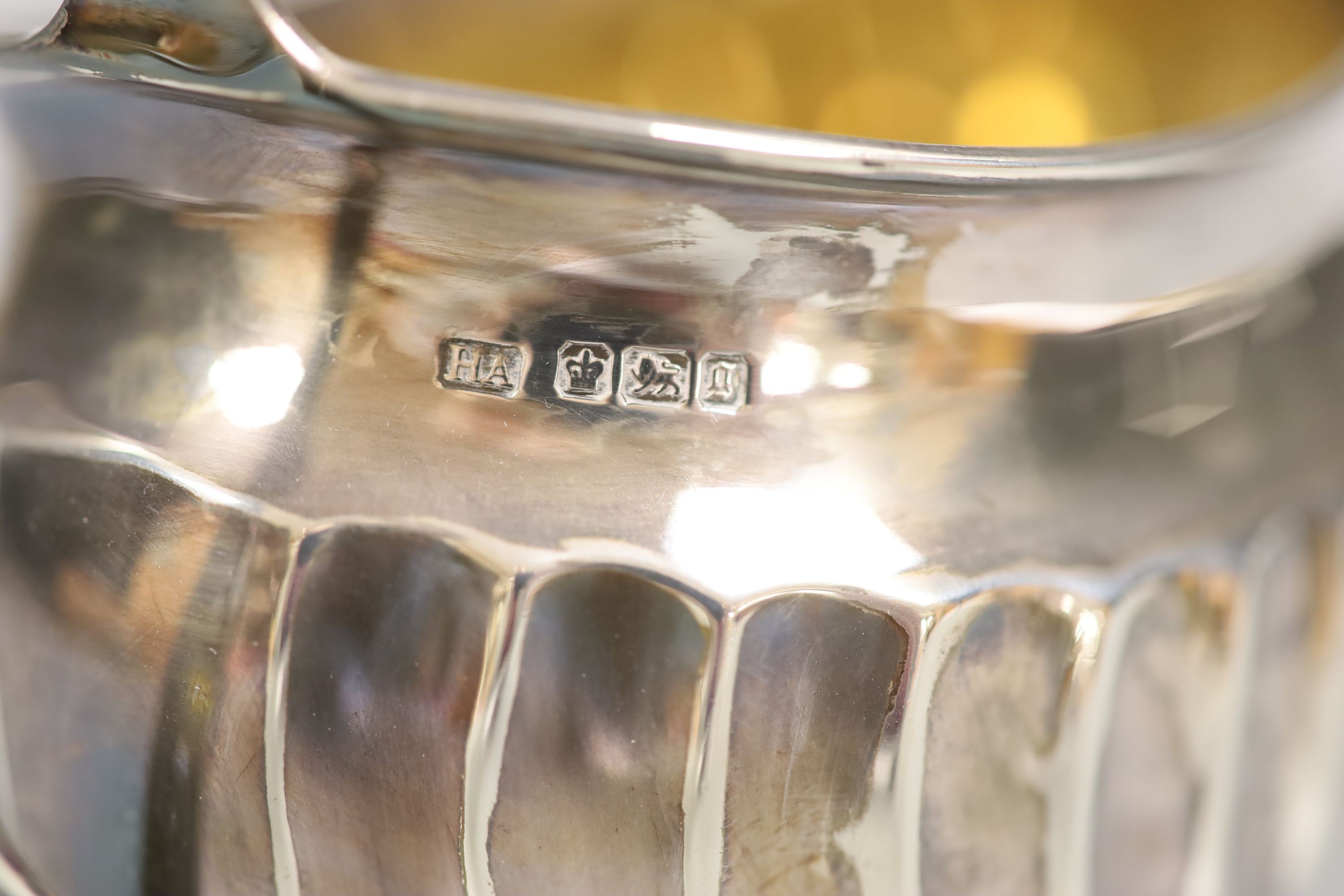 A late Victorian silver two handled sugar bowl, Atkin Bros. Sheffield, 1897, 9oz.